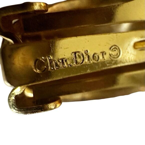 Christian Dior Gold & Black Enamel Rhinestone Clip-On Earrings ✨ - Picture 9 of 9